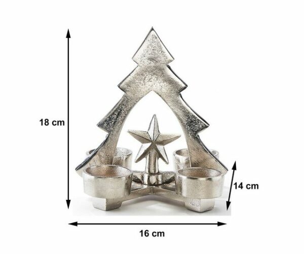 Kobolo Kerzenhalter Teelichthalter -Weihnachtsbaum- Metall - silber (1 Stück)