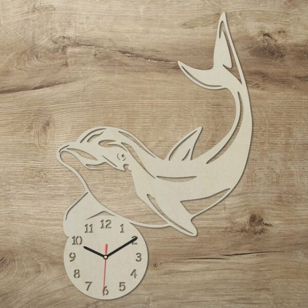 Namofactur Wanduhr Wanduhr Delfin Geschenke Delphin aus Holz I Geschenk Kinderzimmer (Delfin)