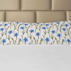 Seitenschläferkissenbezug Deko-Akzent Langer Kissenbezug, Abakuhaus, Blume Muster von Cornflowers Feld