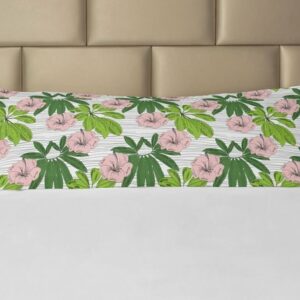 Seitenschläferkissenbezug Deko-Akzent Langer Kissenbezug, Abakuhaus, Tropisch Hibiscus Flora Hand gezeichnet