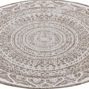 Teppich Siruma, NORTHRUGS, rund, Höhe: 5 mm, Mandala, Robust, Pflegeleicht, Flachgewebe, Wendbar