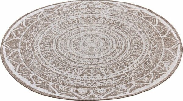 Teppich Siruma, NORTHRUGS, rund, Höhe: 5 mm, Mandala, Robust, Pflegeleicht, Flachgewebe, Wendbar