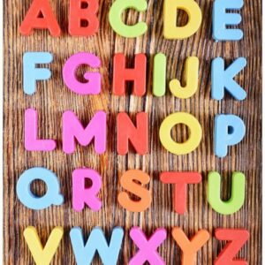 Wallario Möbelfolie Bunte Buchstaben - Alphabet auf Holz