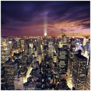 Wallario Möbelfolie New York bei Nacht - Panoramablick über die Stadt