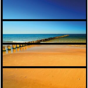 Wallario Möbelfolie Sandstrand in orange - Blaues Meer - Blauer Himmel