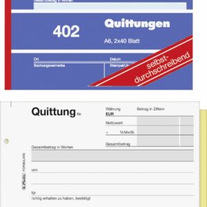 herlitz Quittungsblock A6 402 2x40 Bl. selbstdurchschreibend FSC