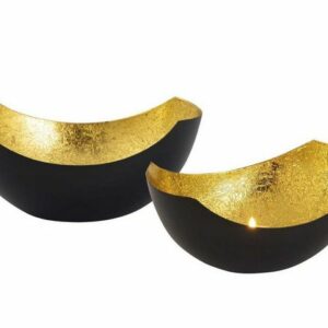 tinkaro Dekoobjekt AINO Metallblech Kerzenhalter Schwarz/Gold (2-er, Set)