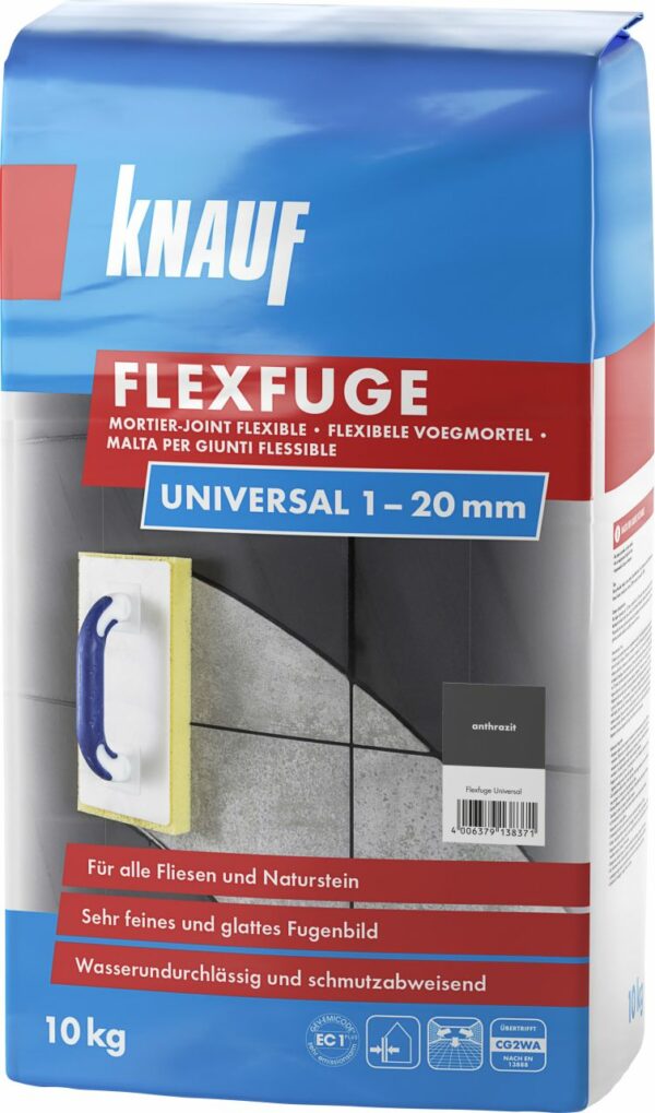 Knauf Fugenmörtel Flexfuge Universal 1 - 20 mm anthrazit 10 kg