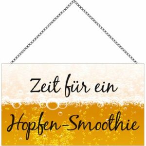 Schild mit Spruch Hopfen-Smoothie, 23 x 13 cm mit Kette