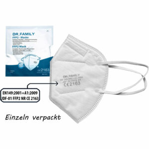 1 x Dr.family FFP2 Atemschutzmaske 5 Lagig Mundschutz Maske Mund Nasen Schutz ce 2163 Zertifikat