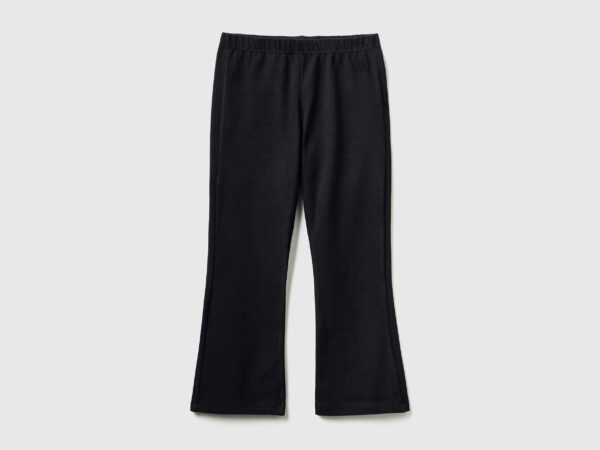 Benetton, Ausgestellte Leggings In Stretchiger Baumwolle, größe 116, Schwarz, female