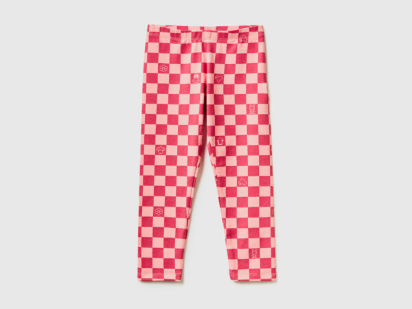 Benetton, Gemusterte Leggings Aus Stretchiger Baumwolle, größe 116, Pink, female