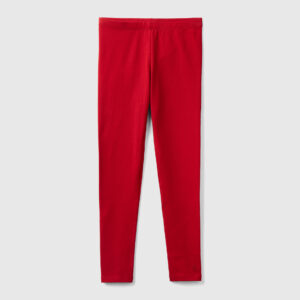 Benetton, Leggings Aus Stretchiger Baumwolle Mit Logo, größe 2XL, Rot, female