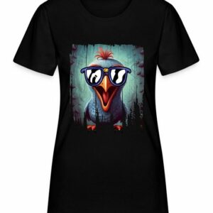 Quattro Formatee Kurzarmshirt Cooles Huhn Hahn Chicken Bauern Hühner Damen T-Shirt (1-tlg)