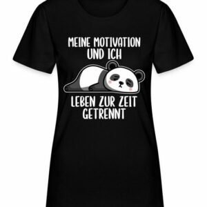 Quattro Formatee Kurzarmshirt Panda Motivation getrennt - Lustiger Spruch Statement Damen T-Shirt (1-tlg)