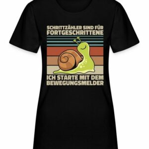 Quattro Formatee Kurzarmshirt Schnecke Schrittzähler Bewegungsmelder - Lustiger Spruch Statement (1-tlg)