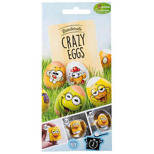 12 HEITMANN Eierfarben Aufkleber Eierbanderole Crazy Eggs Ostern