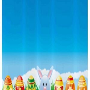 Abakuhaus Duschvorhang Badezimmer Deko Set aus Stoff mit Haken Breite 120 cm, Höhe 180 cm, Osterhase Cartoon Ostern Kaninchen
