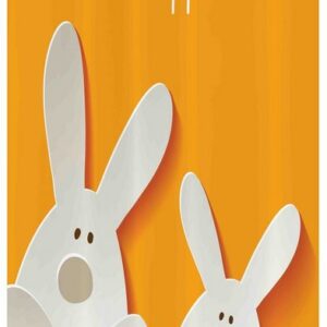 Abakuhaus Duschvorhang Badezimmer Deko Set aus Stoff mit Haken Breite 120 cm, Höhe 180 cm, Ostern Happy Easter Bunnies
