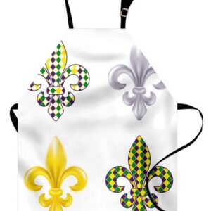 Abakuhaus Kochschürze Höhenverstellbar Klare Farben ohne verblassen, Karneval Fleur De Lis Motifs