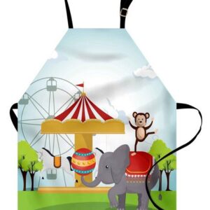 Abakuhaus Kochschürze Höhenverstellbar Klare Farben ohne verblassen, Karneval Joyful Tiere im Circus
