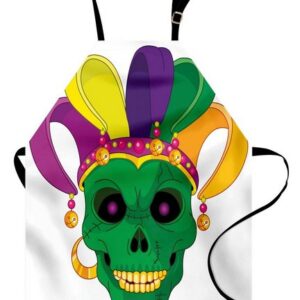 Abakuhaus Kochschürze Höhenverstellbar Klare Farben ohne verblassen, Karneval Scary Schädel-Maske Hut