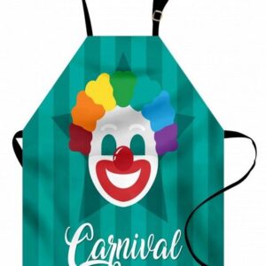 Abakuhaus Kochschürze Höhenverstellbar Klare Farben ohne verblassen, Karneval Typografie mit Clown-Gesicht