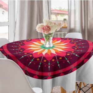 Abakuhaus Tischdecke Kreis Tischdecke Abdeckung für Esszimmer Küche Dekoration, Blumen-Mandala Naher Osten Entwurf