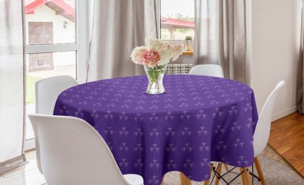 Abakuhaus Tischdecke Kreis Tischdecke Abdeckung für Esszimmer Küche Dekoration, Karneval Fleur-de-Lis Zusammensetzung