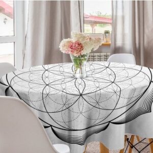 Abakuhaus Tischdecke Kreis Tischdecke Abdeckung für Esszimmer Küche Dekoration, Mandala Blume des Lebens Mittleren Osten