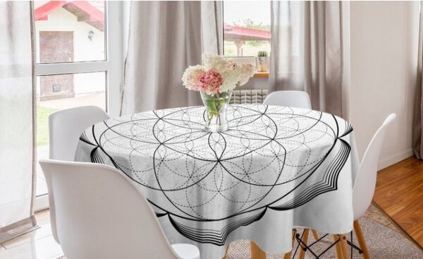Abakuhaus Tischdecke Kreis Tischdecke Abdeckung für Esszimmer Küche Dekoration, Mandala Blume des Lebens Mittleren Osten