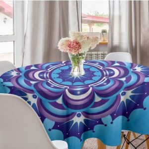 Abakuhaus Tischdecke Kreis Tischdecke Abdeckung für Esszimmer Küche Dekoration, Mandala Naher Osten Motiv Petals