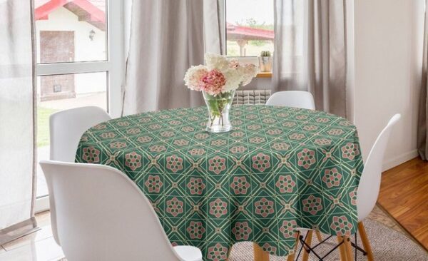 Abakuhaus Tischdecke Kreis Tischdecke Abdeckung für Esszimmer Küche Dekoration, Mandala floral Osten
