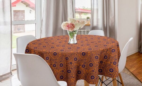 Abakuhaus Tischdecke Kreis Tischdecke Abdeckung für Esszimmer Küche Dekoration, Paisley Floral Naher Osten Kunst