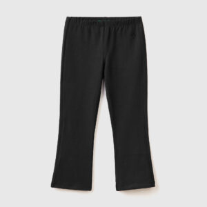 Benetton, Ausgestellte Leggings In Stretchiger Baumwolle, größe 116, Schwarz, female