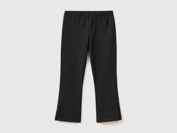 Benetton, Ausgestellte Leggings In Stretchiger Baumwolle, größe 116, Schwarz, female