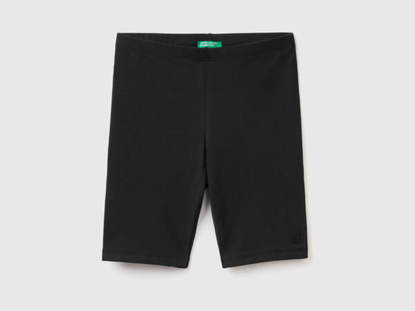 Benetton, Kurze Leggings Aus Stretchiger Baumwolle, größe 2XL, Schwarz, female