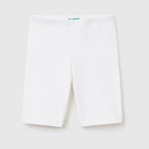 Benetton, Kurze Leggings Aus Stretchiger Baumwolle, größe 3XL, Weiss, female