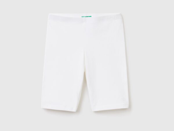 Benetton, Kurze Leggings Aus Stretchiger Baumwolle, größe 3XL, Weiss, female