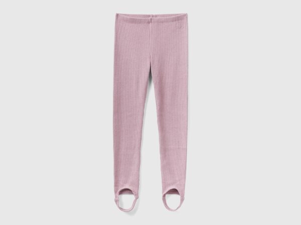 Benetton, Warme Leggings Im Rippenmuster, größe XL, Pink, female