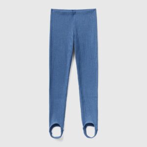 Benetton, Warme Leggings Im Rippenmuster, größe XL, Taubenblau, female