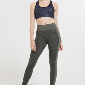 Beuge-und Dehn-Damen-Leggings mit Einsätzen - Dunkel-Khaki