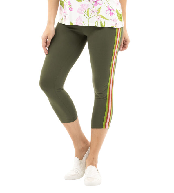 CM Outlet Leggings, Capri, Lurexstreifen 40 oliv