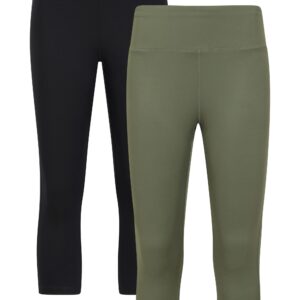 Capri Blackout Damen-Leggings mit hohem Bund, Mehrfachpackung - Dunkel-Khaki