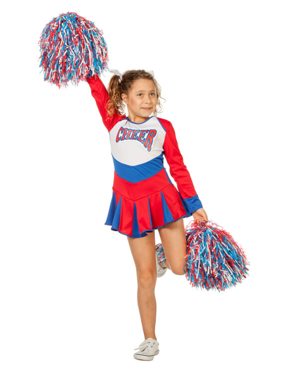 Cheerleader Kinder Kostüm rot-blau für Karneval