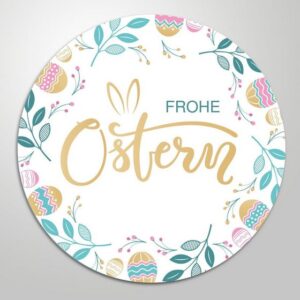 Clever-Kauf-24 Etiketten Etiketten "Frohe Ostern" rund Kranz, Ostern