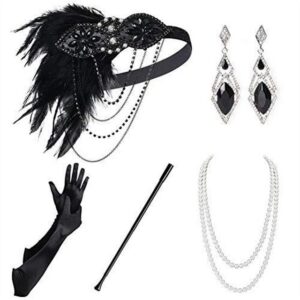 Dekorative Schmuckset 1920s damen party accessoires, 1920er Kostüm Set für Party (5-tlg), 1920er Accessoires für Party Weihnachtstag Karneval