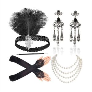 Dekorative Schmuckset 20er-Accessoires-Set für Frauen, Abend Kostüm Vintage Soiree-Set (5-tlg), 1920er Accessoires für Party Weihnachtstag Karneval