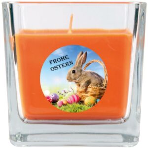 Duftkerze im Glas - Ostern Orange - Viereck 190gr ( 50h ) - Orange