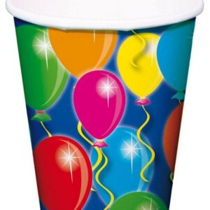Folat Einweggeschirr-Set 8 Luftballon Trinkbecher, Papier, Klassische Partydeko für Geburtstage, Feste oder Karneval